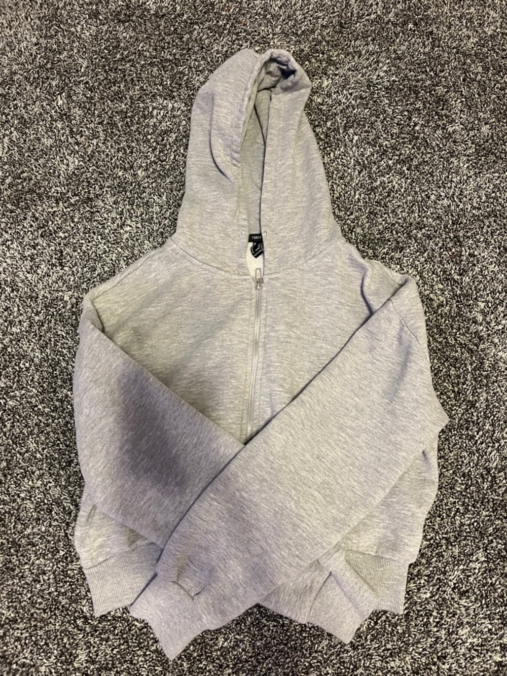 Light Gray Zip-Up Cropped Hoodie